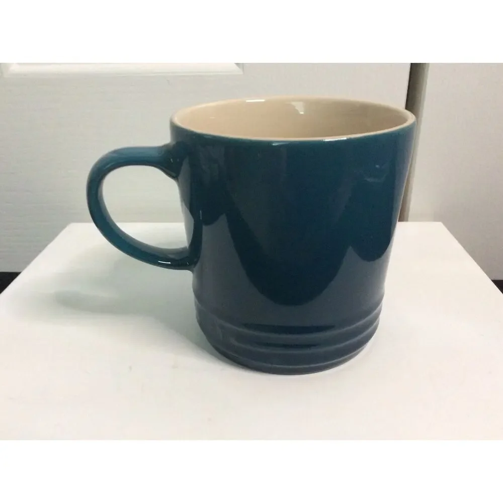 Le Creuset Stoneware Coffee Mug Cup 12oz Deep Teal Fade Ombre - Picture 3 of 5